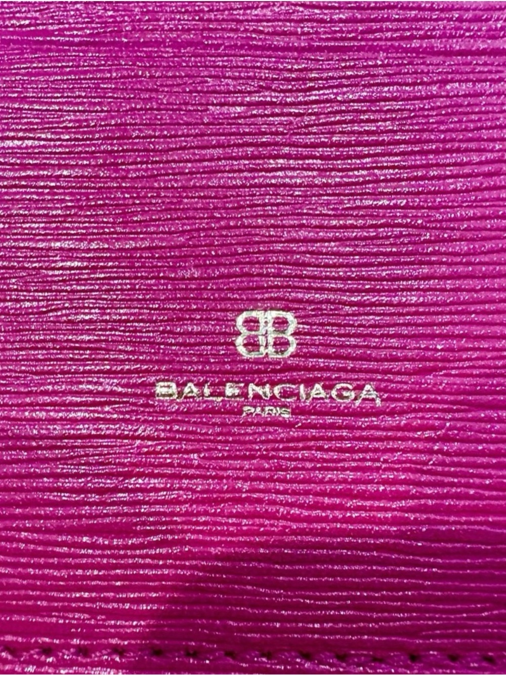Balenciaga Hot Pink Leather Envelope Clutch with Gold Triangle Logo - Picture 6 of 10